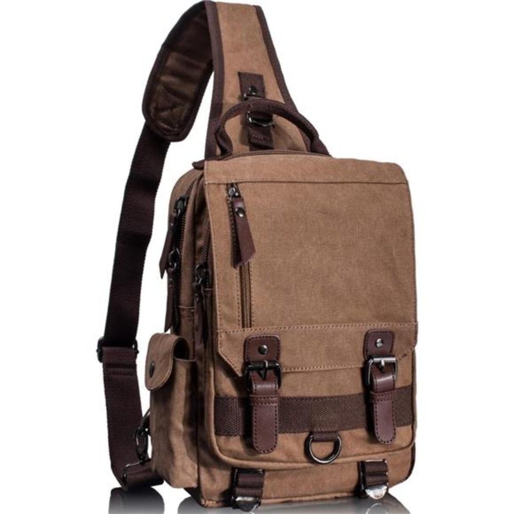Canvas Messenger Bag Sling Bag Cross Body Bag Shoulder Bag Coffee